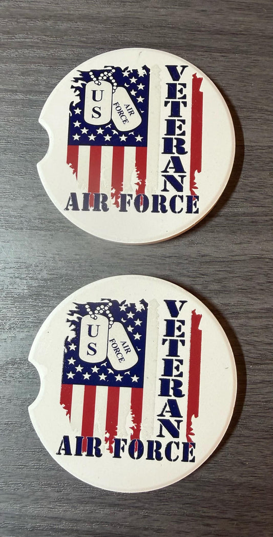 Air Force Veteran Military Tags Custom Ceramic Car Coasters (Set of 2) | Absorbent Cup Holders __etsy:8146266054