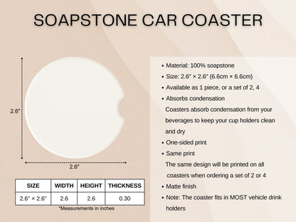 God & Coffee Ceramic car coasters, designed to fit most cup holders