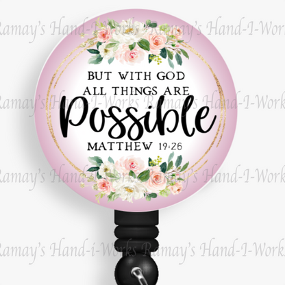 Christian, But with God all things are possible Retractable Badge Reel