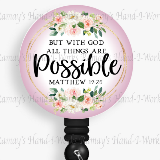 Christian, But with God all things are possible Retractable Badge Reel