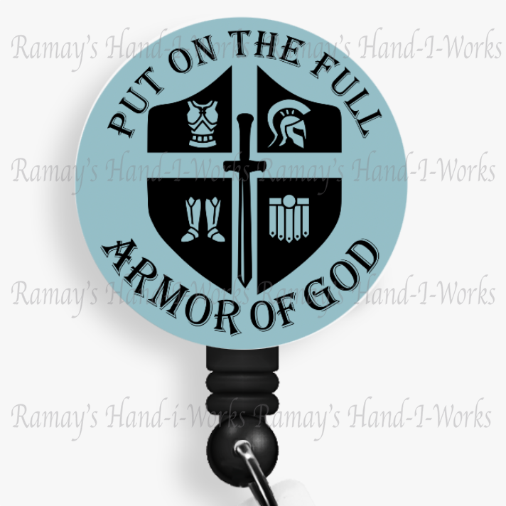 Christian, Blue, Put On The Full Armor Of God, Retractable Badge Reel
