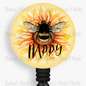 Sunflower "Bee Happy" Retractable Badge Reel