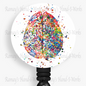 Watercolor Floral Brain, #3 Retractable Badge Reel