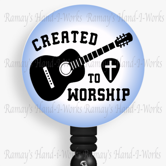 Christian "Created To Worship" Retractable Badge Reel