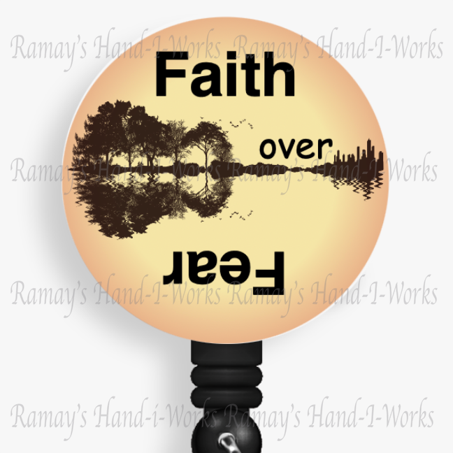 Christian, Faith Over Fear Retractable Badge Reel