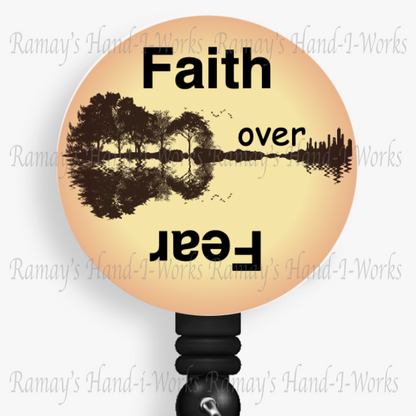 Christian, Faith Over Fear Retractable Badge Reel