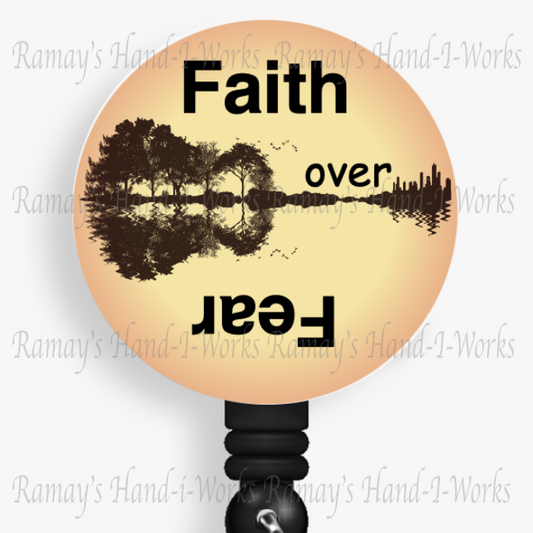 Christian, Faith Over Fear Retractable Badge Reel