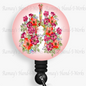 Watercolor Floral Bronchial Lungs #2 Retractable Badge Reel