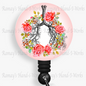 Watercolor Floral Bronchial Lungs #3 Retractable Badge Reel