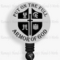 Christian, Gray, Put On The Full Armor Of God Retractable Badge Reel