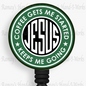 Christian, Coffee Gets Me Started, JESUS Keeps Me Going Retractable Badge Reel
