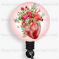 Watercolor Floral Heart #3 Retractable Badge Reel