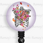 Nurse Watercolor Floral Rib Cage with Heart Retractable Badge Reel