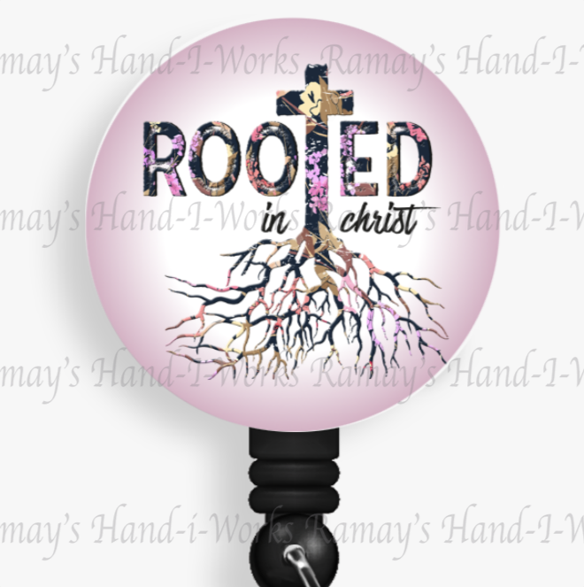 Christian "Rooted In Christ" Retractable Badge Reel