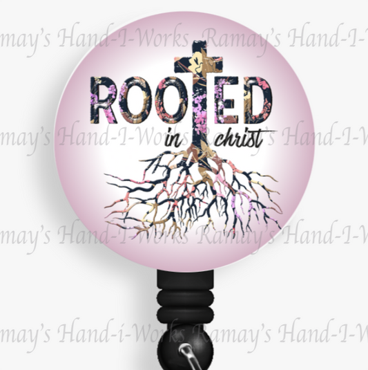 Christian "Rooted In Christ" Retractable Badge Reel