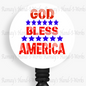 Patriotic God Bless America Red, White & Blue Retractable Badge Reel