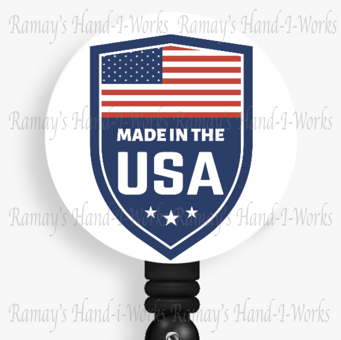 Patriotic US, Made In The USA Retractable Badge Reel