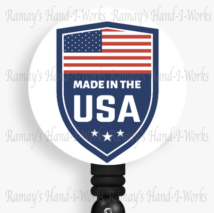 Patriotic US, Made In The USA Retractable Badge Reel