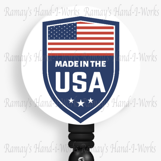 Patriotic US, Made In The USA Retractable Badge Reel