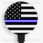 US Flag Support EMT Split Blue Line Retractable Badge Reel
