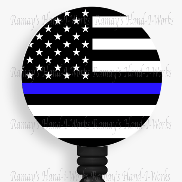 Police, Back the Blue Line Retractable Badge Reel