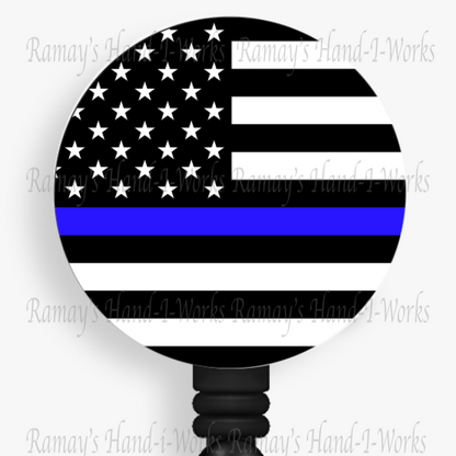 Police, Back the Blue Line Retractable Badge Reel