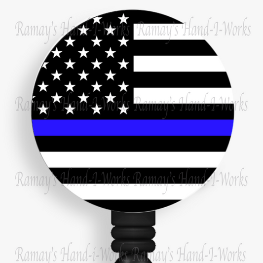 Police, Back the Blue Line Retractable Badge Reel