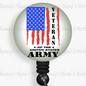 Patriotic, Military, Flag Army Veteran Retractable Badge Reel