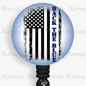 Police Back the Blue Flag Retractable Badge Reel