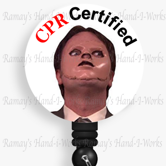 Funny CPR Certified Dwight Retractable Badge Reel