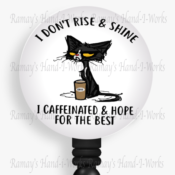 Caffeinated Black Cat Retractable Badge Reel