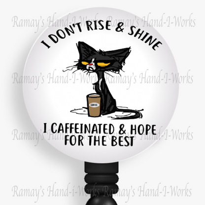 Caffeinated Black Cat Retractable Badge Reel
