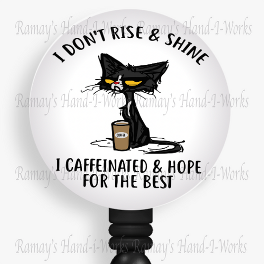 Caffeinated Black Cat Retractable Badge Reel
