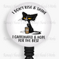 Caffeinated Black Cat Retractable Badge Reel