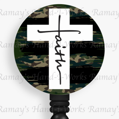 Christian "Faith" Camouflage Retractable Badge Reel
