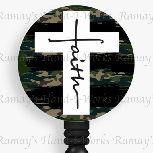 Christian "Faith" Camouflage Retractable Badge Reel