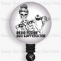 Fun Skeleton Dead & Caffeinated Retractable Badge Reel