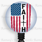 Christian, Faith, US Flag Retractable Badge Reel
