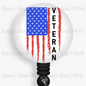 Patriotic, Military Veteran Flag Retractable Badge Reel