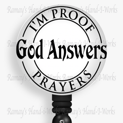 Christian, I'm Proof God Answers Prayers Retractable Badge Reel