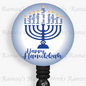 Happy Hanukkah, Menorah, Jewish Retractable Badge Reel