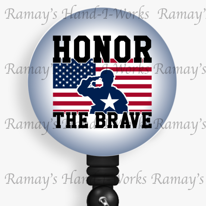Patriotic, Military Honor the Brave Retractable Badge Reel