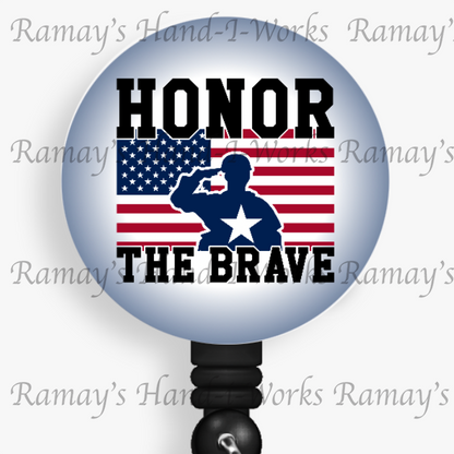 Patriotic, Military Honor the Brave Retractable Badge Reel