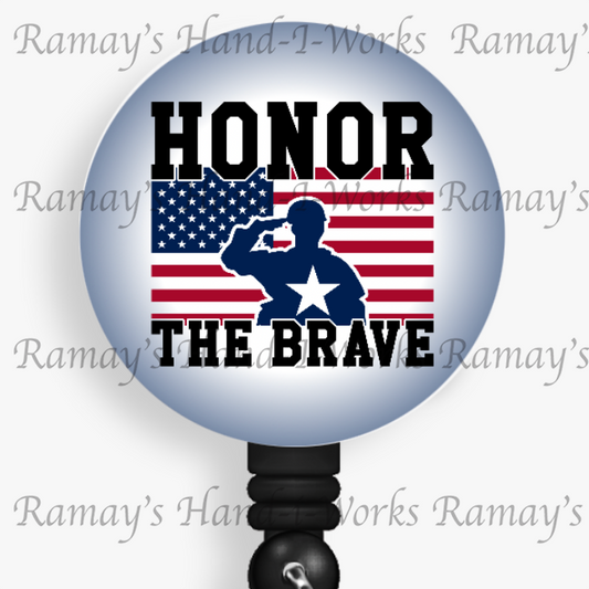 Patriotic, Military Honor the Brave Retractable Badge Reel