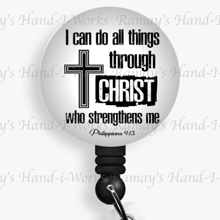 Christian, I can do all things through Christ Retractable Badge Reel