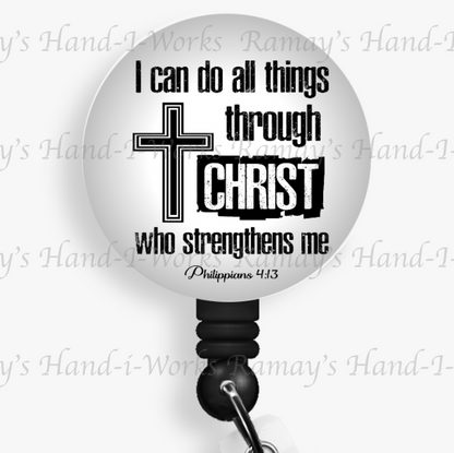 Christian, I can do all things through Christ Retractable Badge Reel