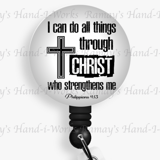 Christian, I can do all things through Christ Retractable Badge Reel