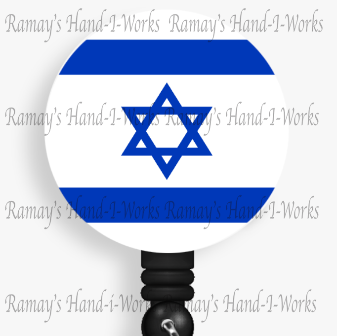 Country of Israel's Flag Retractable Badge Reel