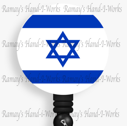 Country of Israel's Flag Retractable Badge Reel