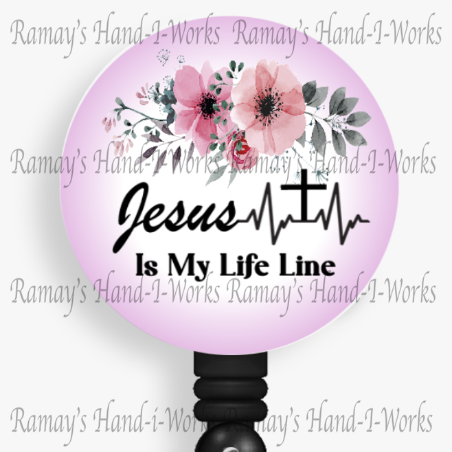Christian, Jesus Is My Life Line Retractable Nurse Badge Reel